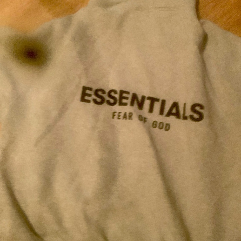 Grey essential fear of god hoodie